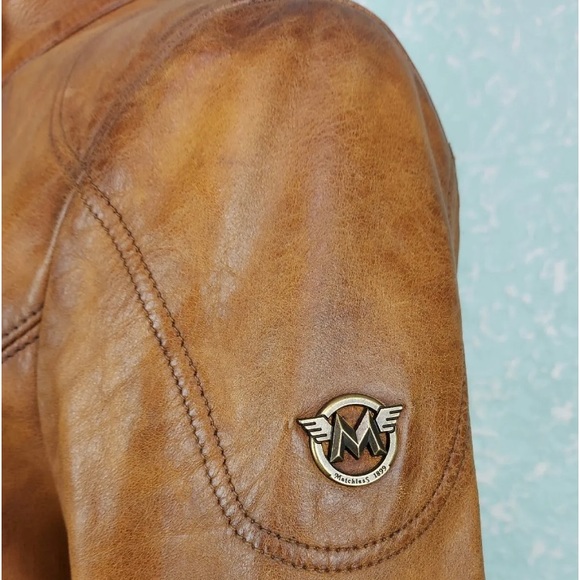 MATCHLESS Women’s Leather Moto Jacket, Camel, EU Size 40 - Picture 4 of 15